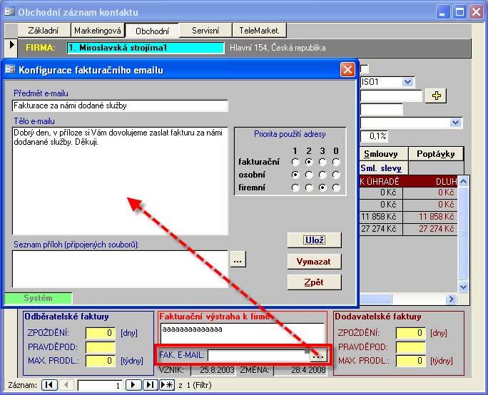 OBECNÁ KONFIGURACE OBSAHU FAKTURAČNÍHO E-MAILU Novinkou systému Soft-4-Sale je možnost definice obecné podoby fakturačního e-mailu a to hned ze dvou možných míst systému: fakturační e-mail a tl.