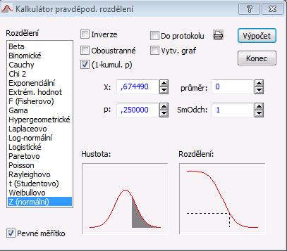 Pravděpodobnostní kalkulátor Co je třeba specifikovat: 3. Jakou pravděpodobnost počítáme 1.