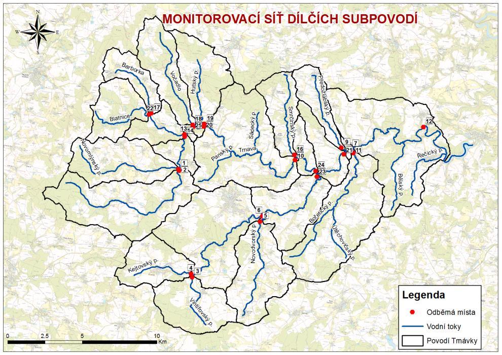 1.4 Mapové výstupy Výsledkem této dílčí činnosti je výstup projektu TA04021421-2015V005 Výzkumná zpráva Ověření změny koncentrací N a P z plošného znečištění při různých způsobech zemědělského