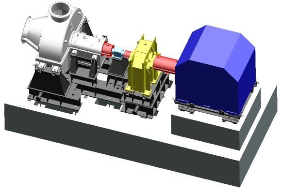 Soustrojí je spojeno s poháněcím elektromotorem o maximálním příkonu 1,2 MW a možností plynulé změny otáček prostřednictvím frekvenčního měniče.