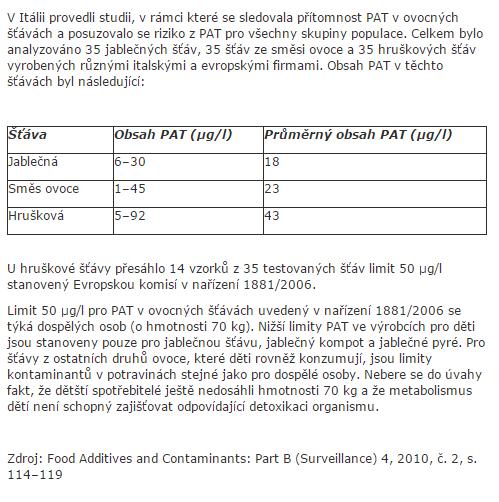 Patulin v ovocných