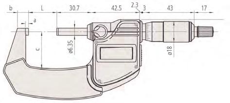 293-962 Pouze pro 0-25 mm a 25-50 mm Funkce ORIGIN (do 100 mm) - Sady mikrometrů Viz jednotlivá provedení chromovaná, ø 18 mm Rovnoběžnost 1 µm pro modely