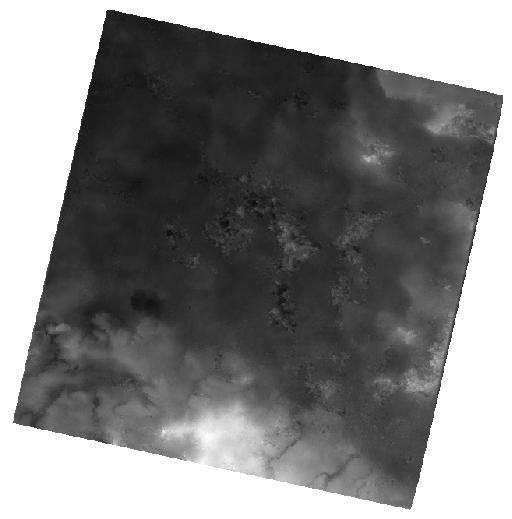 V programu ArcGIS byl připraven také referenční digitální model terénu z výškopisu ZABAGED pro stejné území jako u rastrů SAR, tedy zhruba 20 km 20 km (obr. 6.4).