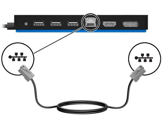 Připojení k síti Počítač můžete připojit k síti prostřednictvím dokovací stanice. K tomu budete potřebovat ethernetový kabel (zakoupen samostatně). 1.