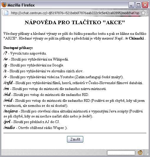Info obdélník pro informace o místnosti. Krom předdefinovaných lze také zadat vlastní hodnotu. Admin tlačítka, sledujte tooltip nápovědy.