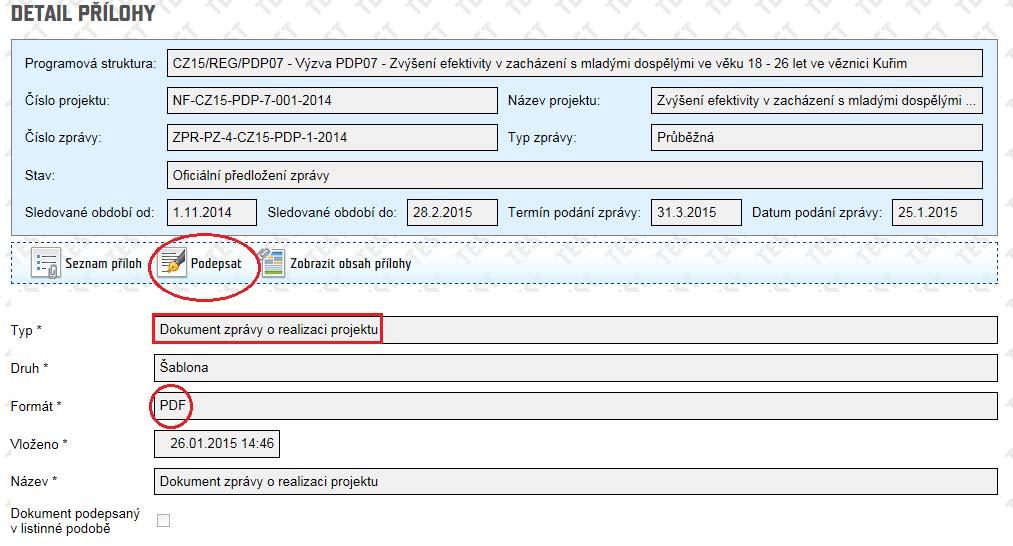 pdf po vyžádání předložení oficiální zprávy ) Statutární zástupce KP