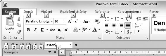 WORD 2010 19 Obrázek 1.3: Upravit Popisek MS Word reaguje i na stisk dalších kláves v kombinaci s klávesou ALT, a to podle starších verzí MS Office.