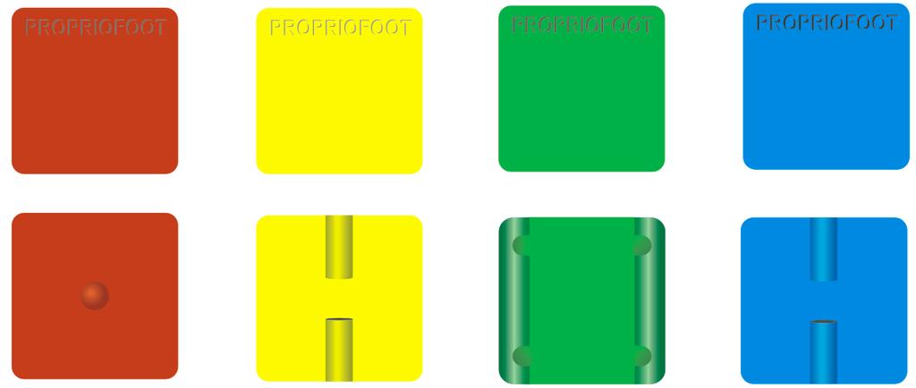 4 Propriofoot koncept 4.1 Základní fakta o pomůcce Propriofoot Pomůcka Propriofoot je sada 4 destiček (obr. 10), které mají rozměry 10 x 10 cm.