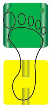 11b) Přední část chodidla: zelená destička Zadní část chodidla: žlutá destička (půlválce natočeny v úhlu 45 k ose chodidla - opačná diagonála) 3. Aktivace zadní části chodidla III (obr.