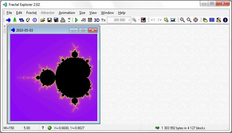 5.2 Postup tvorby terénu 36 Obr. 18: Ukázka uživatelského rozhraní programu Fractal Explorer je, a generovat terén z jeho základního tvaru.