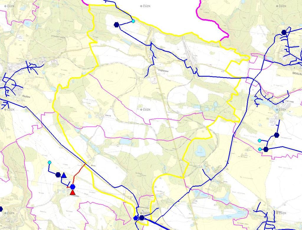 (karta obce: CZ4_26_3) D. VODOVODY D. POTŘEBA VODY Z BILANCE Rok: Základní parametry: Ozn.: Jednotky: 22 25 2 25 Počet všech zásobených obyvatel Nz obyvatel Voda vyrobená celkem VVR tis.