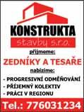 Požadujeme: dlouhodobou praxi v oboru. Platové podmínky: 18-21.000 Kč + mimořádné odměny za realizované úkoly. Životopisy na: H&D, a.s., Olomoucká 37, 796 01, e-mail: personal@hdas.
