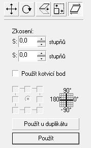 DUM04- strana 5 Zkosení objektu lze provést pomocí ukotvitelného panelu transformace. Tento panel se nachází v nabídce příkazů okno.