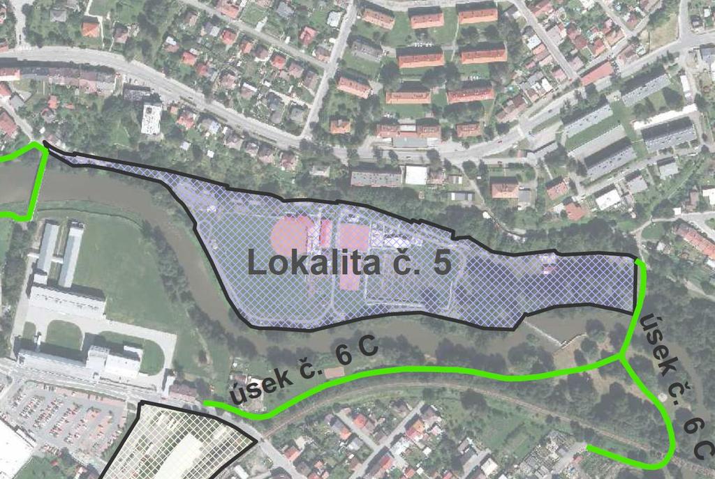 Lokalita č. 5 veřejná prostranství v areálu sportovišť Plovárenská a jeho okolí Lokalita začíná na pravém břehu řeky Sázavy u mostu mezi areálem společnosti HARTMANN - RICO, a.s. a ulicí Plovárenskou.