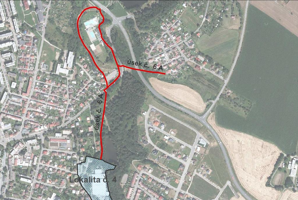 Lokalita č. 6 veřejná prostranství se zvýšeným pohybem cyklistů a pěších A) od rybníka Rantejch ke koupališti a na Vršovice Lokalita navazuje na lokalitu č.