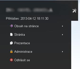 3 NÁSTROJE Na každé stránce máte k dispozici v levém horním roku tlačítko Nástroje, díky nimž můžete upravovat parametry stránky, vkládat připravené moduly (galerie, mailový formulář,