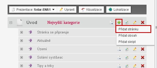 Obr. 5 - Přidání nové stránky Po potvrzení stránky Vás CMS