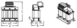 Parametry modelů sinusových filtrů du/dt 400/500V - Stupeň vnitřního krytí IP00 Označení modelu systému Objednávkový kód filtru I N [A] Rozměry Hmotnost [kg] koncovka utahovací moment fáze PE a b c