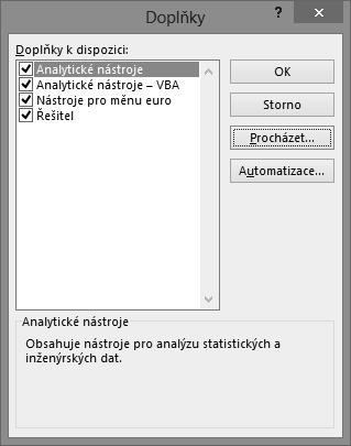 Práce s nápovědou Obrázek 1.10 Dialog Doplňky sloužící k povolení či zakázání doplňků Práce s nápovědou Nápověda nám pomáhá při páci s aplikací.