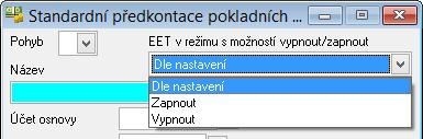 Identifikace provozovny číslo provozovny zaregistrované na daňovém portálu Limit čekání na odpověď [s] výchozí nastavení limitu čekání na odpověď daňového portálu.