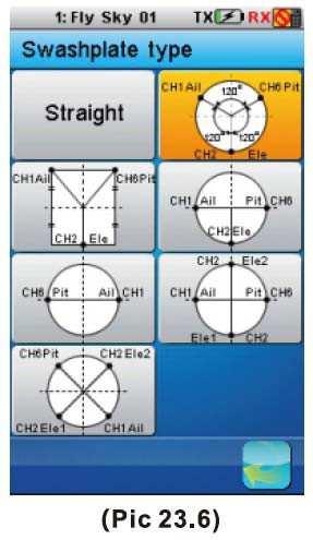 Variable pitch má na výběr ze 6 typů cykliky. Výchozím typem je 4 kanálový vrtulník fixed pitch. 21.