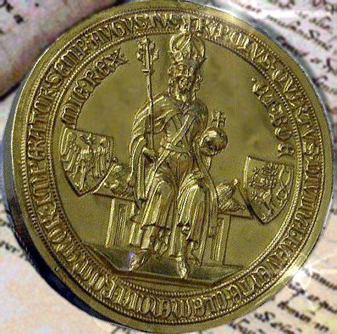 Zlatá bula císaře Karla Roku 1355 byl Karel IV. korunován na římského císaře a roku 1356 vydal tzv.