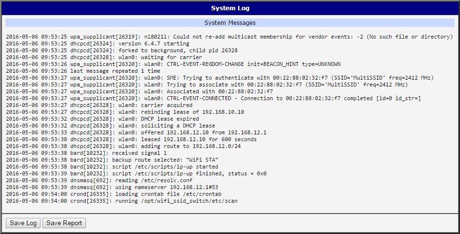 3. STATUS Item Cron Scan period Good signal level Weak signal level SSID priority SSID found Další informace o stavu Description Stav spouštěče opakovaného měření síly signálu WiFi sítí v okolí.