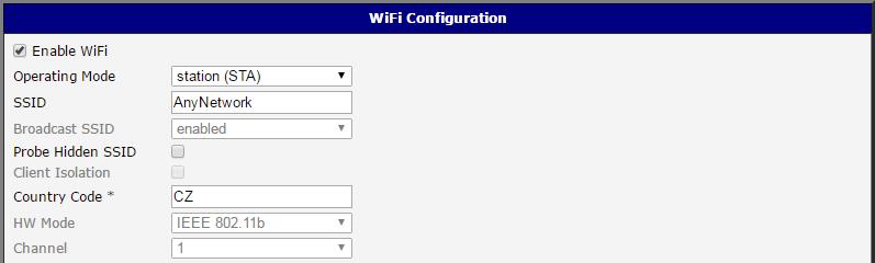 Je nutné aktivovat v routeru rozhraní WLAN a také aktivovat WiFi v režimu stanice (STA) před nastavením uživatelského modulu WiFi SSID Switch.