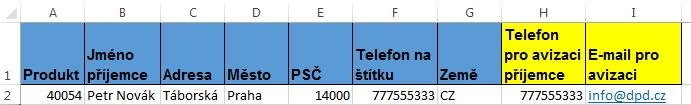 4.4 Import doplňkové služby DPD Private Další doplňkový produkt, který je možné importovat je služba DPD Private. Od standardního produktu (DPD Classic) se liší přidáním dvou polí pro import.