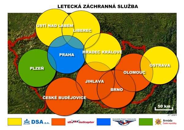 mouci a v Ostravě. V Praze i nadále zajišťuje LZZS Policie ČR a v Plzni-Líně armáda ČR. Obr. 1. Mapa středisek Letecké záchranné služby (URL 5 ) Armáda - Plzeň Líně 1.10.2008 je 233.