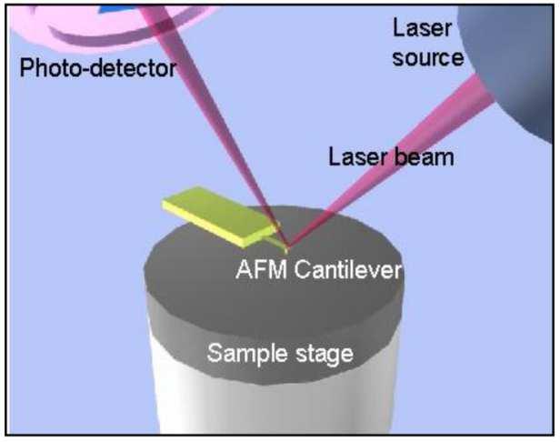 4 Atomic Force Microscop-AFM (Mikroskopie atomové síly) Má tři režimy snímání povrchu kontaktní, bezkontaktní a poklepový. Nejčastěji používaným je bezkontaktní.