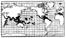 , Mediterranean, W Europe, Africa, Asia up to Japan - in depths from 0 to 200 - it is