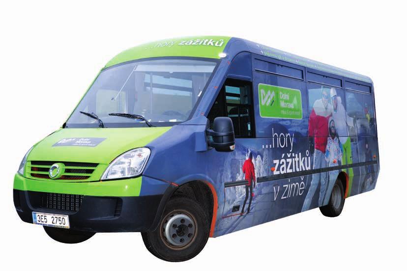 Resortní mini-bus (Ski-bus) Výlety do okolí 4 míst k sezení Možnost přepravy kol a jiného sportovního