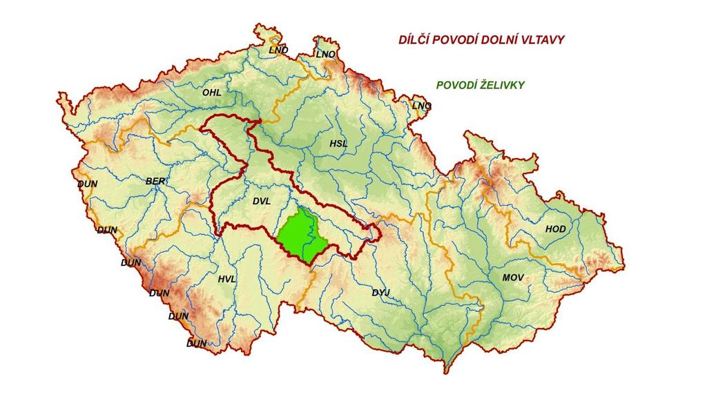 2. Všeobecný popis zájmového povodí 2.1. Vymezení zájmového povodí Povodí toku Želivka zaujímá plochu 1188,4 km 2 z toho plocha vlastního povodí V Švihov činí 1178,5 km 2.