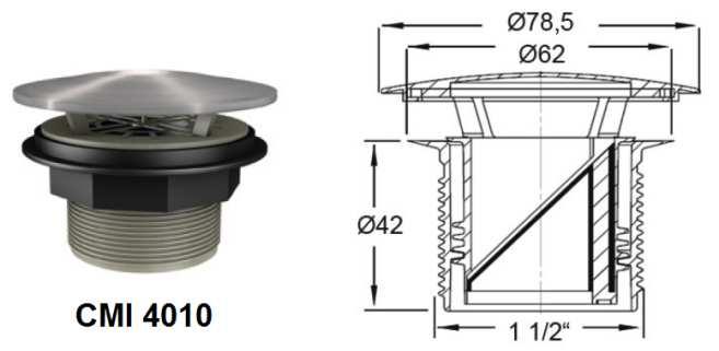 tesněním ve svislé části CMI 4006 bílý DN 40 Ø40 104,5