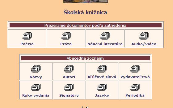 Dokumenty je možné prezerať aj podľa zatriedenia klasifikácie používanej v knižnici.