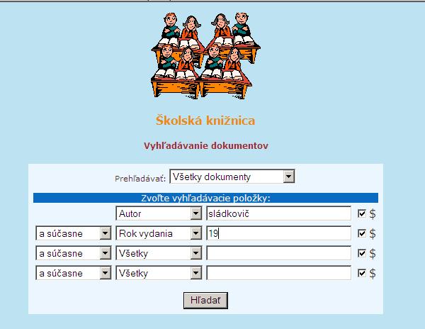 Po zvolení kategórie v ktorej chceme prezerať dokumenty sa zobrazí abecedný zoznam.