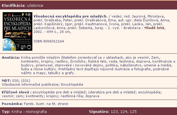 detailnejší popis knihy, vkladanie obrázkov do záznamu,