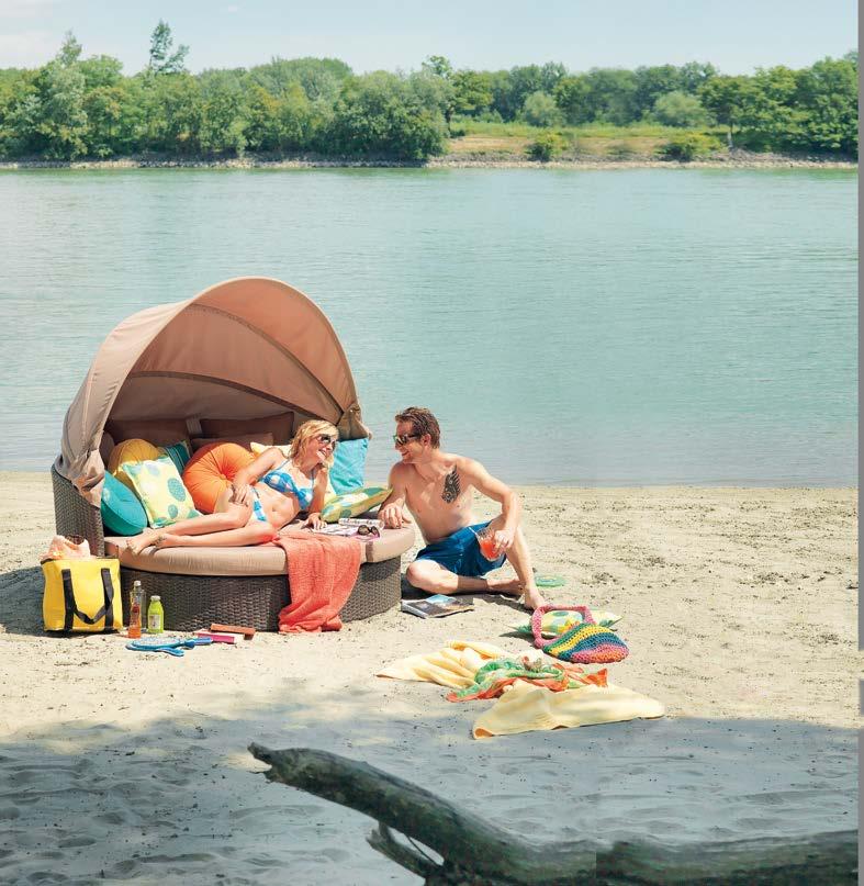 VENKOVNÍ HOUPAČKA HONEYMOON kostra ocel/hliník hnědá barva, střecha a polštáře béžová barva, vč.