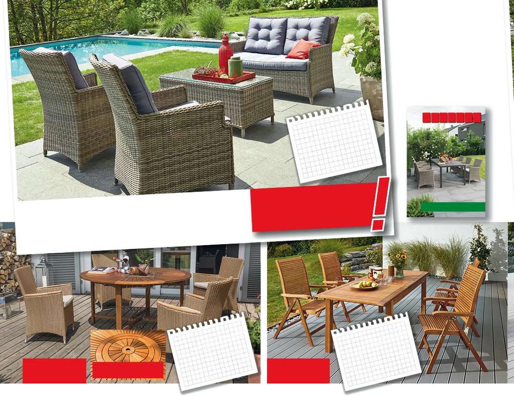 KATALOG ZAHRADNÍ NÁBYTEK 2017 najdete na www.bauhaus.cz a také v našich centrech 1x lavice 9.990,-/ ks 2x křeslo 5.390,-/ ks 1x stůl 4.490,-/ ks 25.260,- 4-dílný set 23.260,- ušetříte 2.