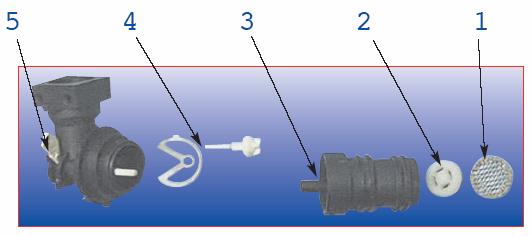 armatura Sdružená vodní armatura soustřeďuje několik funkčních prvků. Celek je do vodní armatury upevněn rychlospojkou, což ulehčuje operace údržby.