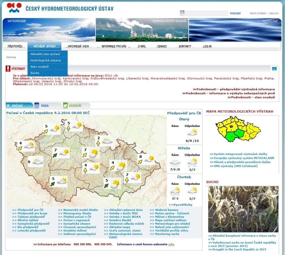 Informace o suchu ČHMÚ Klimatické a půdní sucho Hydrologické