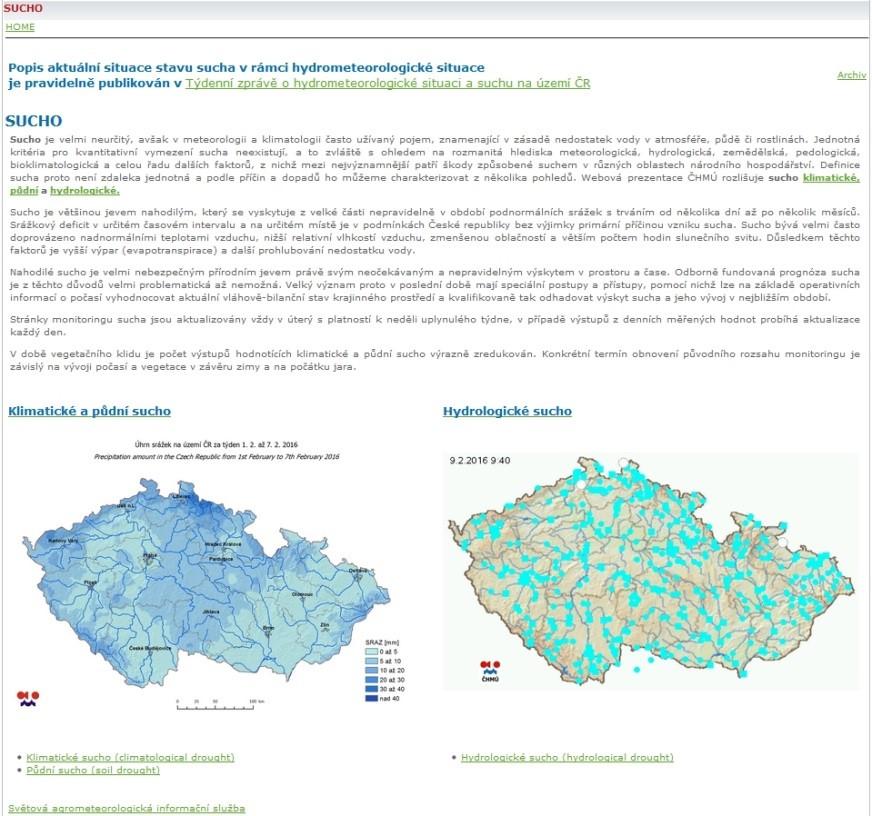 Pravidelné informace, Klimatické a půdní sucho týdenní úhrn srážek pro ČR dlouhodobé srovnání