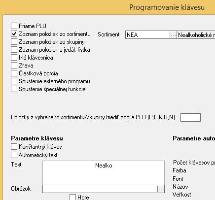 Názov klávesov Alkohol a Nealko je zadaný ručne: Obr. 14 Obr.