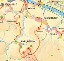 železniční linka U 28 na nádraží Krippen mittel bis anstrengend střední až náročná 20 km, 7 tunden 20 km, 7 hodin Bahnhof (nádraží) Krippen Koppelbergweg Kohlbornstein Lasenweg Kleingießhübel