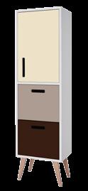 skříň vysoká Retro 60 skříň š 601 v 1780* h 351 korpus MDF bílá vysoký lesk čelní plocha MDF brown vysoký lesk