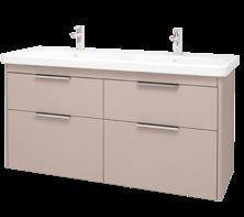 skříň závěsná zásuvková Enzo 130 s dvojumyvadlem DuraStyle 130 skříň š 1245 v 620 h 450 umyvadlo š 1300 h 480 korpus MDF béžová vysoký lesk čelní plocha MDF