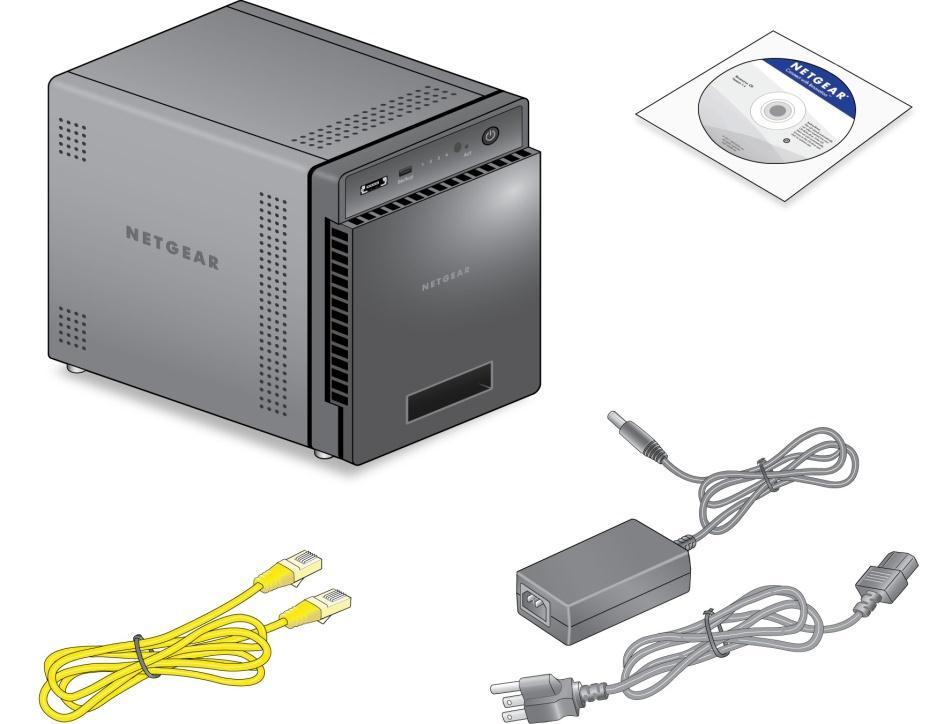 Obsah balení Systém ReadyNAS Zdrojové CD Ethernetový kabel Síťový adaptér a napájecí šňůra (liší se podle modelu)