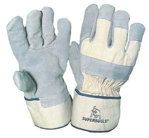 Ochrana rukou Kožené rukavice SUPERBULL 2 Kombinované rukavice z hovězí štípenky TOP kvality, hřbet z bavlněné tkaniny,