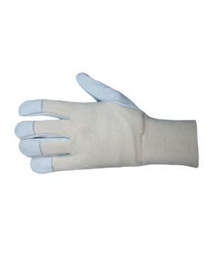 Ochrana rukou Kožené rukavice TECHNIK Kombinované rukavice z jemné lícové jehnětiny, hřbet ze světlého bavlněného textilu, úplet v zápěstí.
